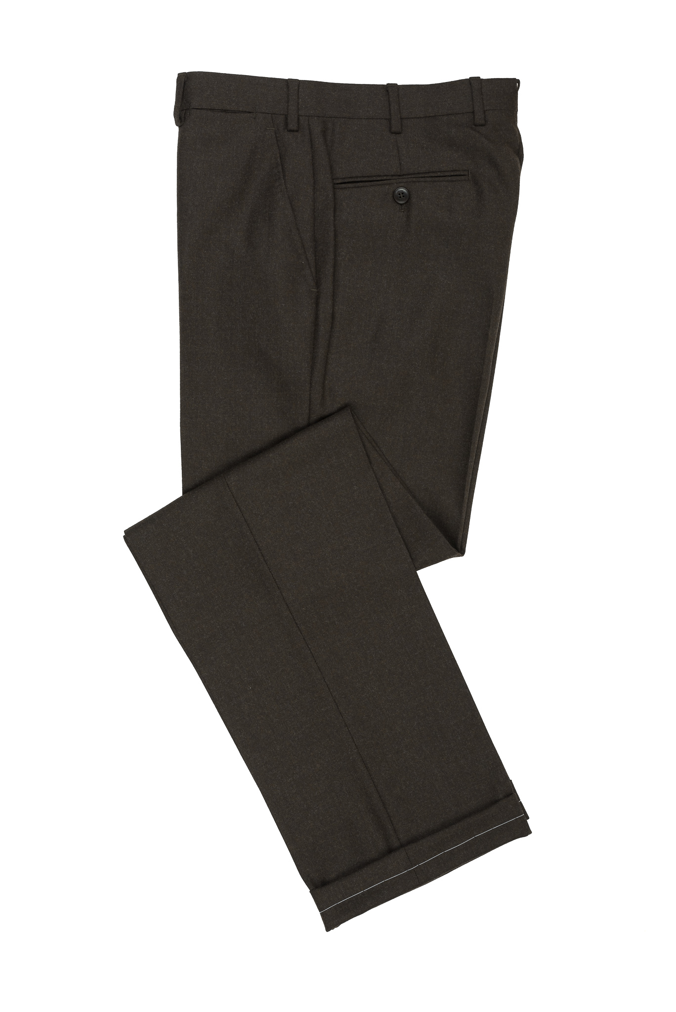BRIONI Dark Brown Flannel Wool Super 110 Dress Pants Flat Front ...