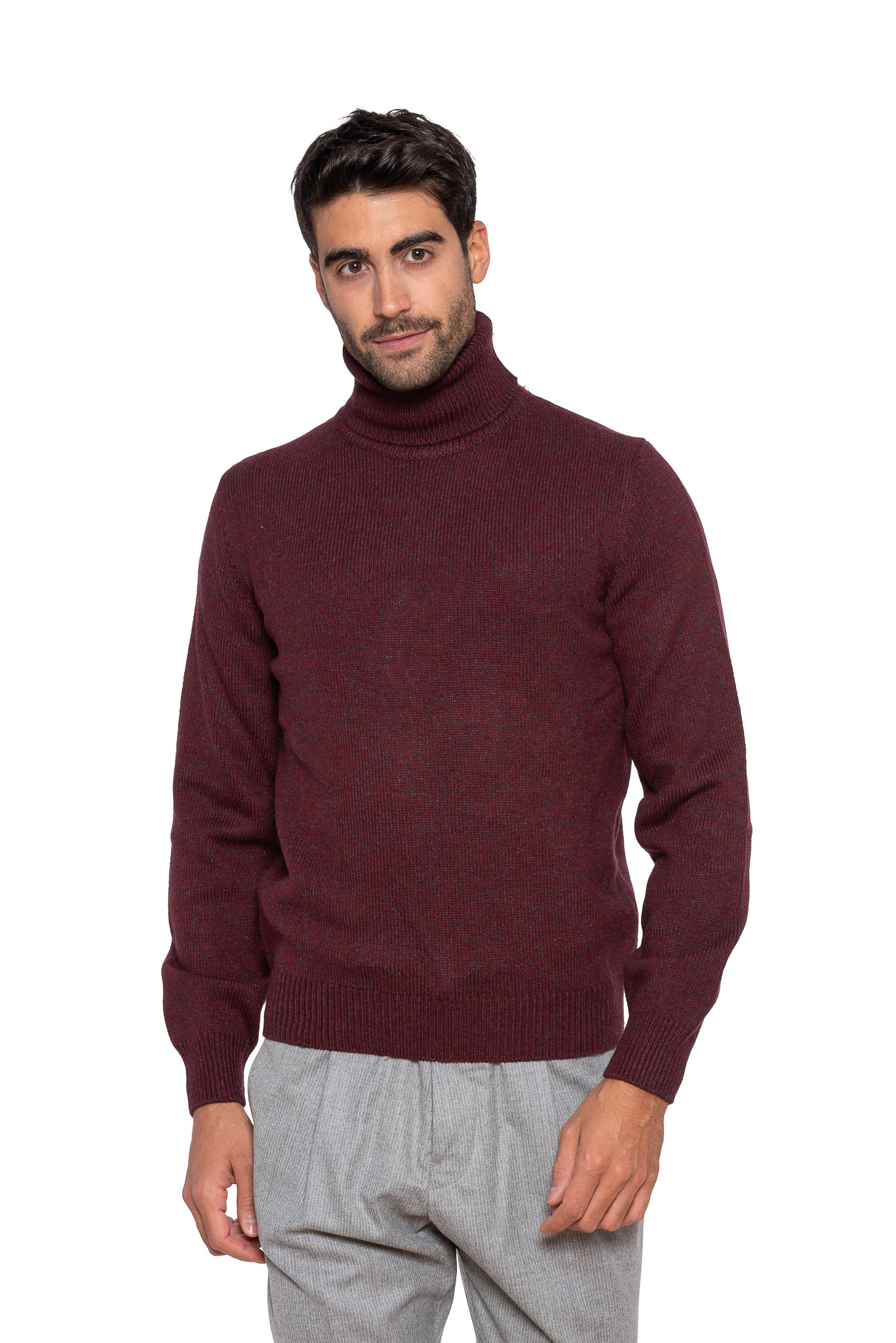 $950 UMBERTO BILANCIONI Casual Chic Burgundy Thick Sweater Turtleneck ...