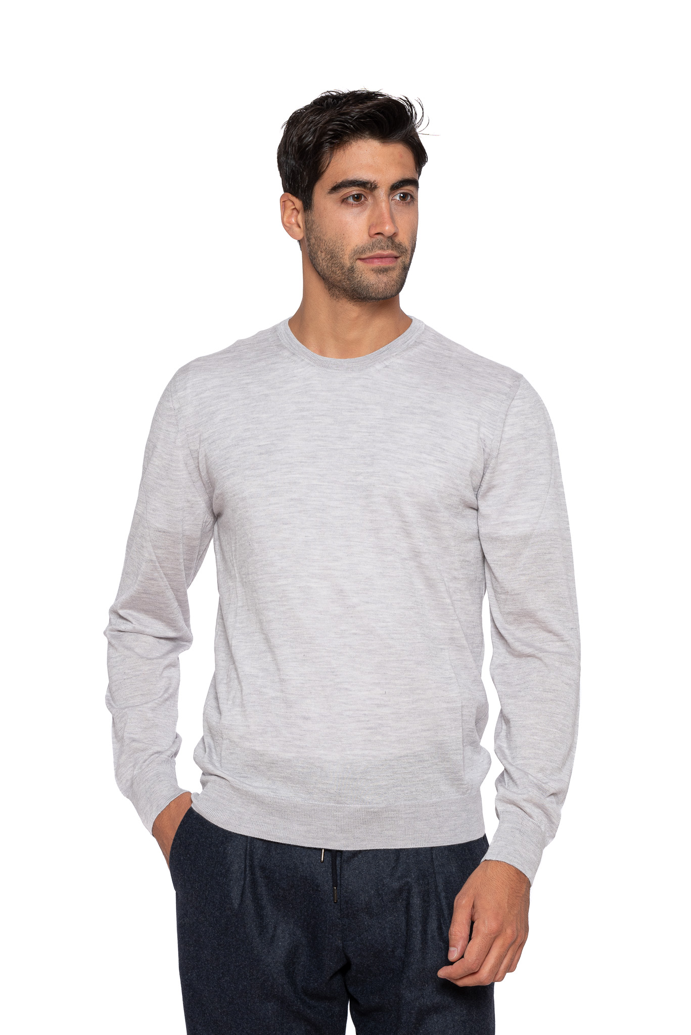 $1300 UMBERTO BILANCIONI Casual Chic Gray Sweater Cashmere Silk 50 EU ...